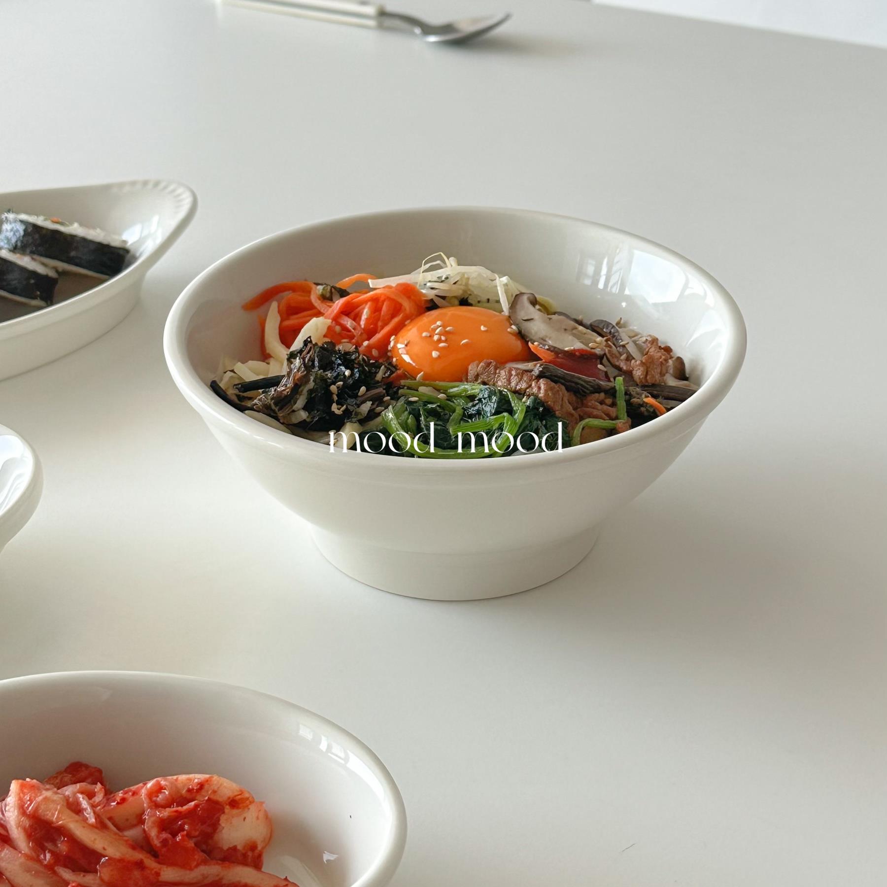 moodboard 乳白系列/宽口高脚碗 厚实韩式ins陶瓷7寸拌面沙拉汤碗