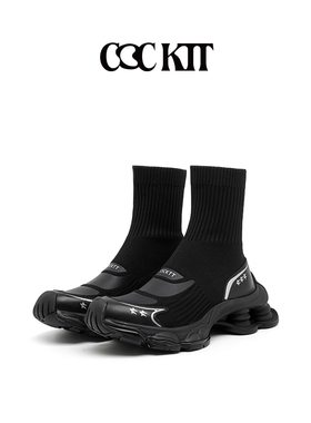 COCKTT弹力靴新款设计师异形跟百搭时尚潮流运动休闲袜靴子女