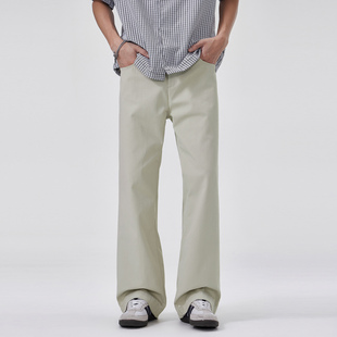 2026春季新款浅杏色微喇西装裤男新款宽松直筒垂感黑色休闲长裤子