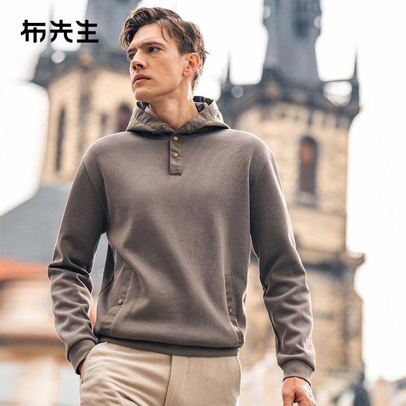 布先生轻奢宽松卫衣男款半开襟