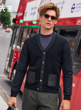 布先生轻奢假两件针织衫男款羊毛开衫外套25冬季新款百搭PT16728