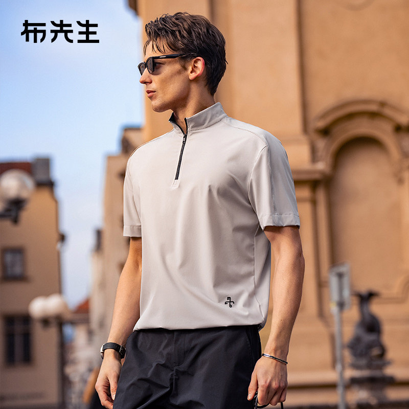 布先生轻奢机能运动短袖T恤男图片