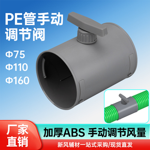 PVC管道风量调节阀PE风管手动风阀圆形开关阀门75/110/160pvc