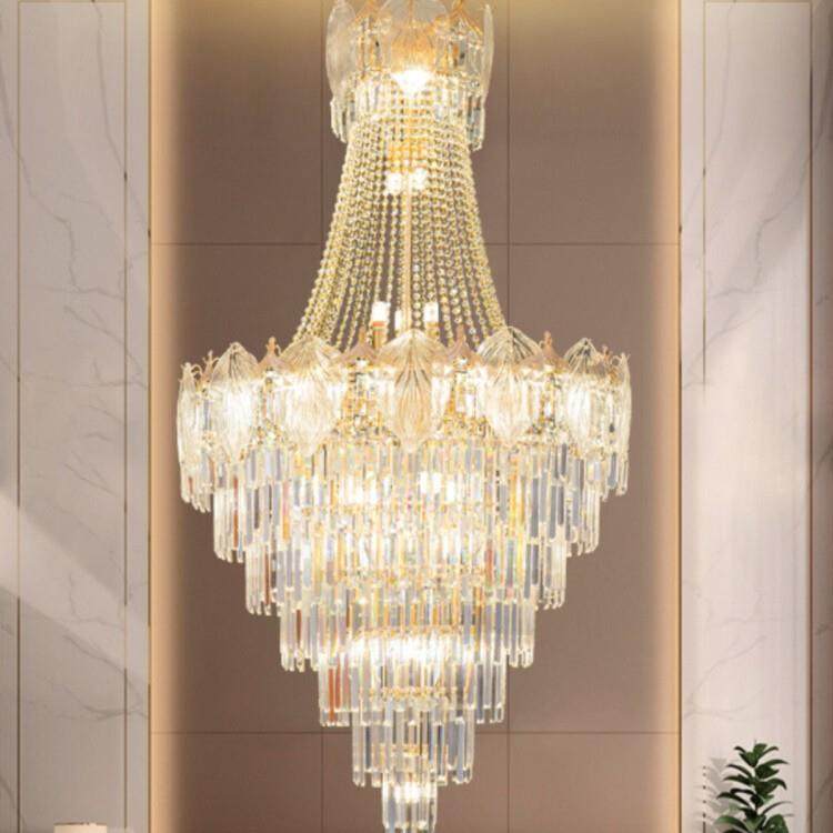 后现代客厅水晶吊灯别墅楼中楼奢华大厅灯复式楼大吊灯饰灯具