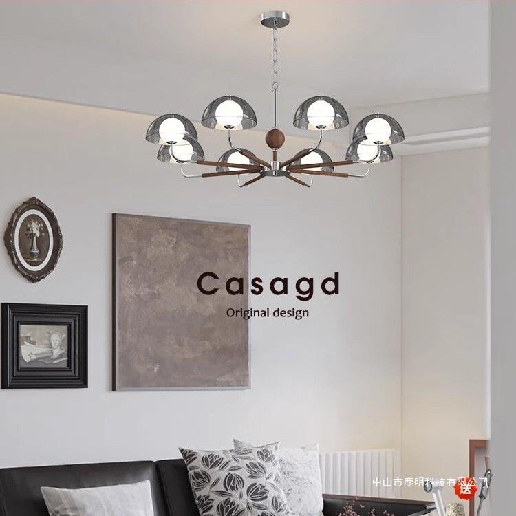 法式中古风胡桃木吊灯美式复古简约客厅灯卧室灯轻奢酒店民宿灯饰