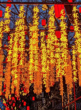 诗词灯串霓虹灯牌彩灯树灯景观灯挂树上发光字户外古诗词条幅灯