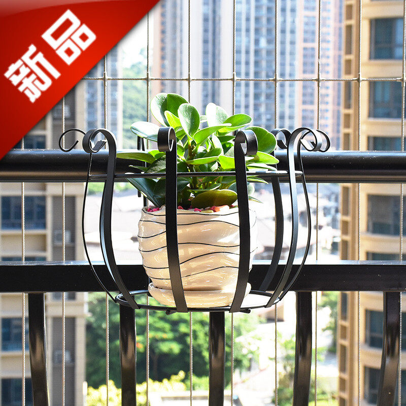 阳台挂篮铁艺栏杆花架悬挂式花篮挂式花盆挂钩花盆huajia圆形架