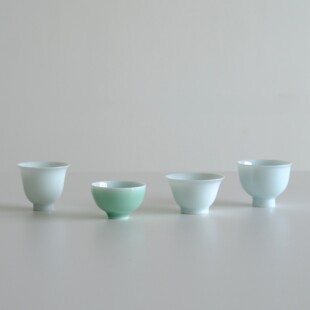 陆寿义影青盖碗主人杯豆青茶杯品茗杯高温还原烧泡岩茶普洱小圆杯