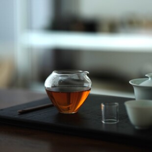 日式飞鸟矮款透明玻璃公道杯片口茶海分茶器玻璃茶具家用公杯