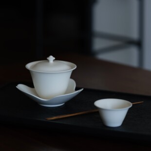 日本安藤雅信同款手工拉坯白瓷白釉莲花盖碗茶碗泡茶器日式茶道具