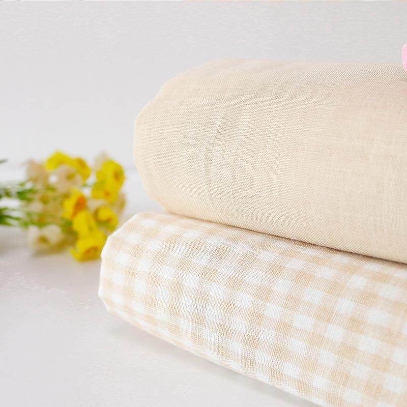 工厂有机棉双层彩棉双层格子纱布 夏季透气纱布婴儿宝宝尿布面料