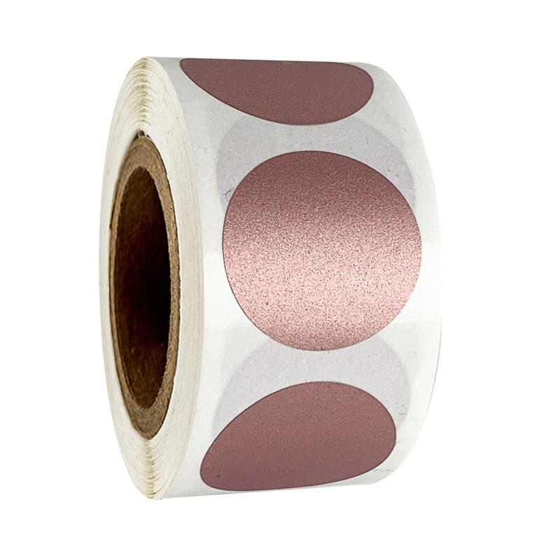 亚马逊爆款卷装圆形刮刮玫瑰金色不干胶贴纸标签300个/一卷
