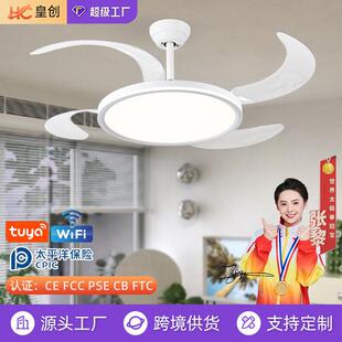 超薄隐形风扇灯护眼全光谱家用餐厅吊扇灯卧室带灯一体变频电扇灯