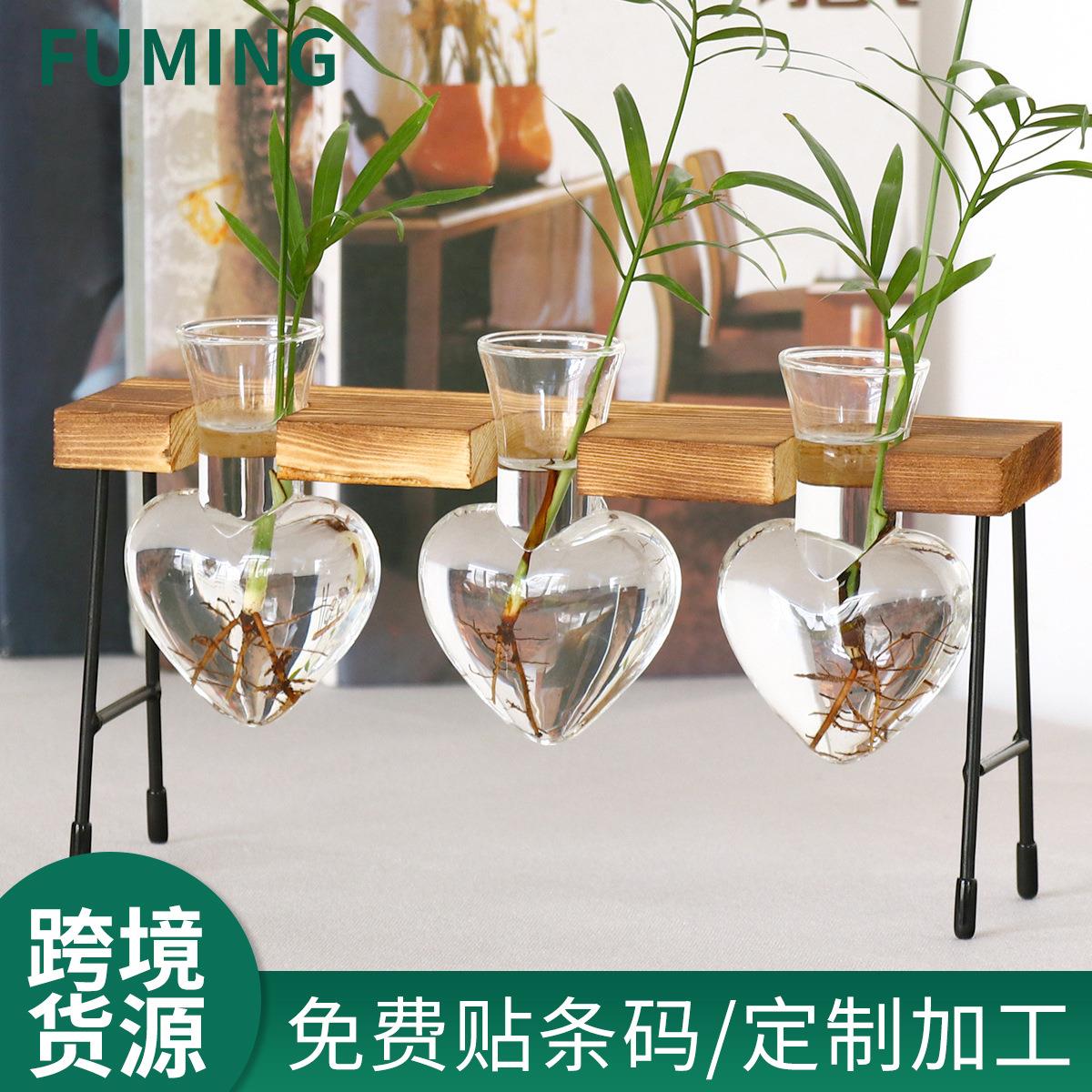 创意玻璃水培花瓶清新办公室桌面花瓶透明种植器绿萝植物容器摆件