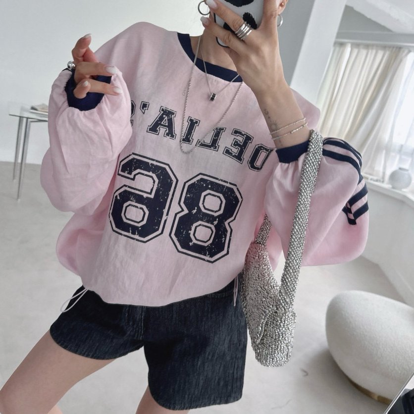 现货韩国东大门2025秋季新款穿搭圆领字母长袖卫衣女