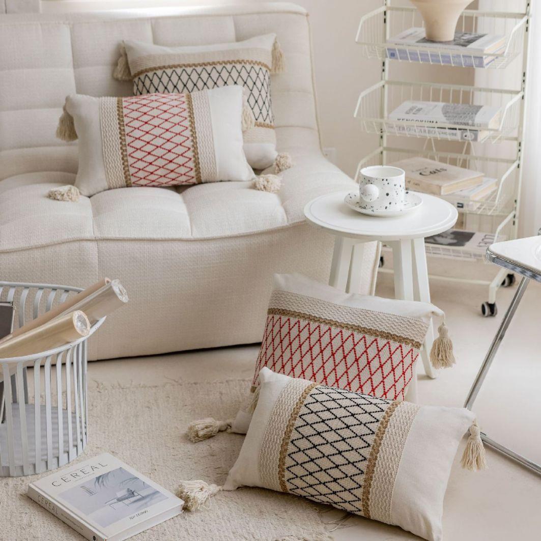 伊缦琪韵美式提花多色沙发抱枕床头靠垫客厅靠枕椅子汽车不含芯