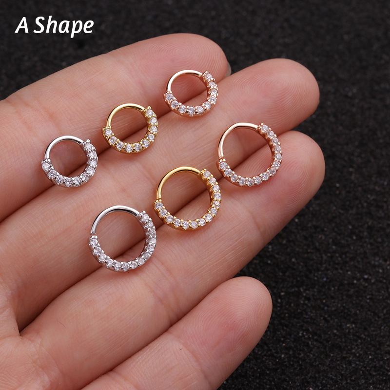 1PC 6-10mm Cz Nose Hoop Nostril Ring Flower Helix Cartilage