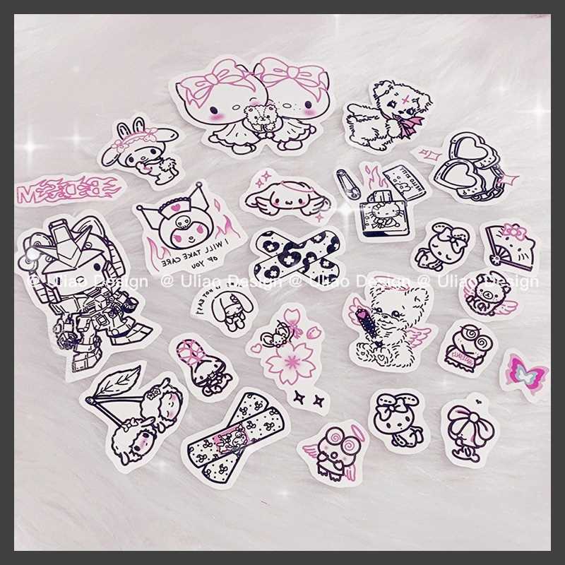 有料24图日式少女Y2K纹身贴防水持久女仿真ins可爱卡通小众拼花臂