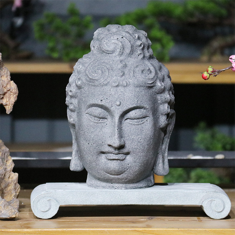 好货仿真佛首摆件园艺花卉庭院假山流水微景观造景中大型佛头装饰