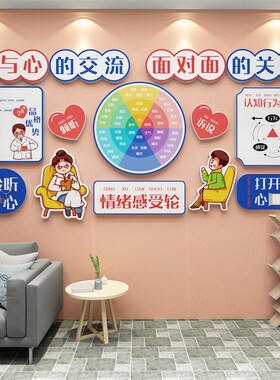 好货心理咨询室挂图心灵驿站贴纸健康辅导留守儿童文化墙面布置装