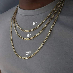 Vnox Gold Color Mens Figaro Chain Necklaces, Casual Stainles