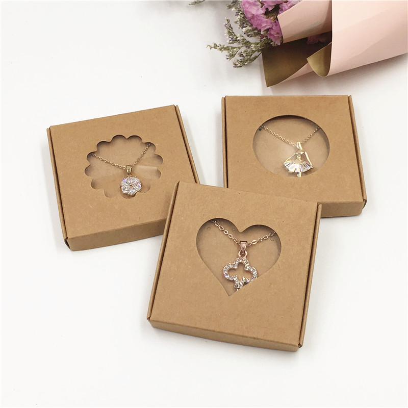 50Sets Kraft Paper Handmade Jewelry Set Packing Displays Box