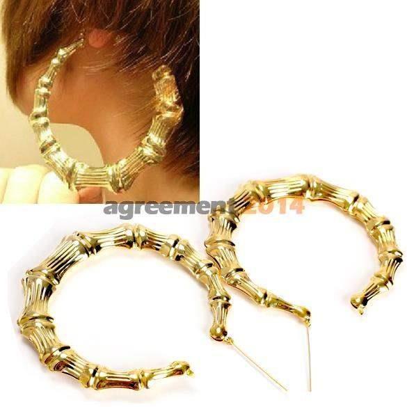 fashion gold bamboo big hoop circle earring hiphop punk st