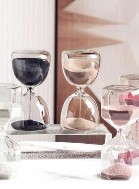 北欧风简约儿童5分钟计时器客厅工艺礼品摆饰玻璃摆件面膜沙漏家