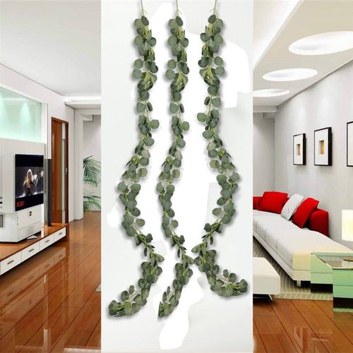 1PC 2M Artificial Silk Green Eucalyptus Vines Fake Plants Iv
