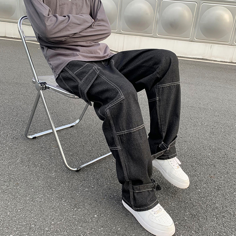 2021 Autumn Hong Kong Style Loose Wild Straight Stch Waist J