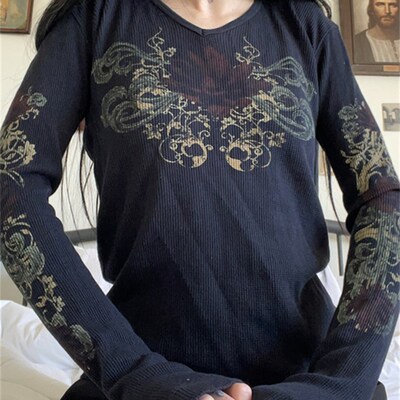 Retro Fairycore Grunge New Clothes Graphic Print Dark Academ