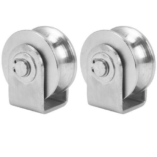 好货2Pcs 2 Inch Roller Wheel Bearings U Groove Pulley Wheels