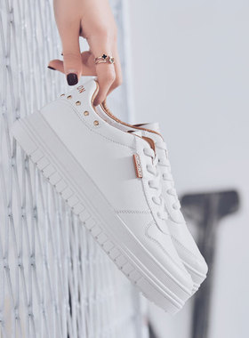 Fitness Women Shoes Thick Vogue White Shoe Leather Allmatch