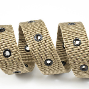 New Nylon Eyelet Pin Buckle Belt Man Fashion Square Buckle I