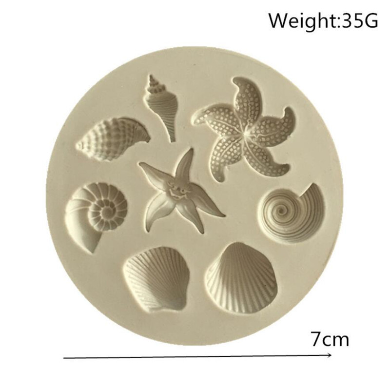 1Pcs DIY Lovely Shell Starfish Conch Sea Silicone Mold Fonda