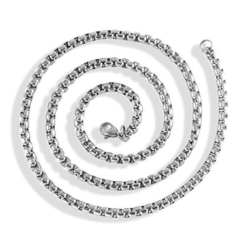 2022 New Fashion Box Chain Necklace Men Width 2&3&4&5mm Stai