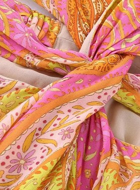 Zevity Women Vintage V Neck Cashew Nuts Floral Print Chiffon