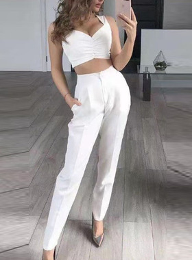 Woman Vintage Black Slim Fit Blazer 3 Pcs Suit Autumn Elegan