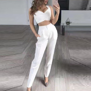 Woman Vintage Black Slim Fit Blazer 3 Pcs Suit Autumn Elegan