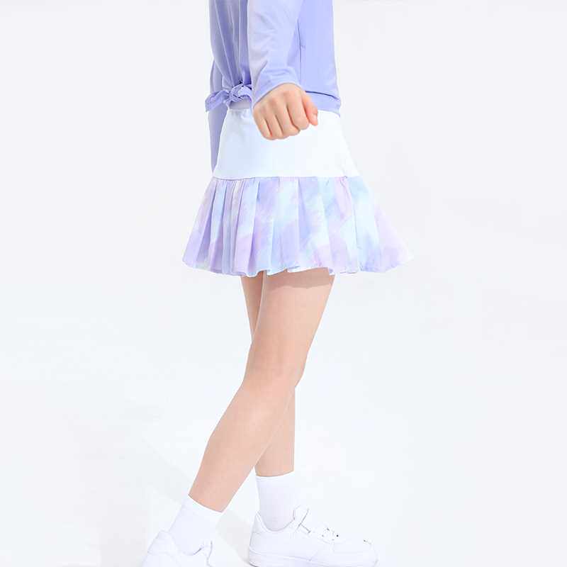 极速女童网球裙2022年夏薄款新款训练服女宝宝百褶裙运动裙裤儿童