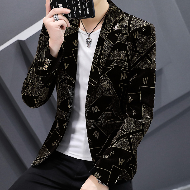 2021 Autumn Men Blazers Luxury Corduroy Casual Slim Suit Jac