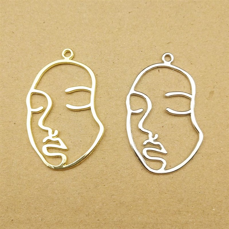 10pcs 24x40mm Human Face Charm for Jewelry Making Earring Pe