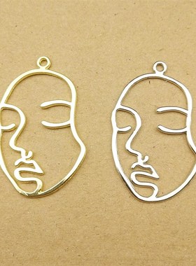10pcs 24x40mm Human Face Charm for Jewelry Making Earring Pe