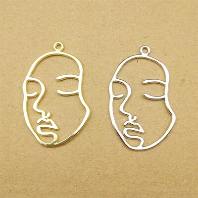 10pcs 24x40mm Human Face Charm for Jewelry Making Earring Pe