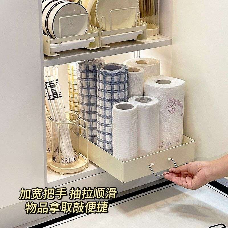 厨房橱柜拉篮不锈钢碗碟置物架抽屉式收纳架抽拉碗柜厨具沥水碗架