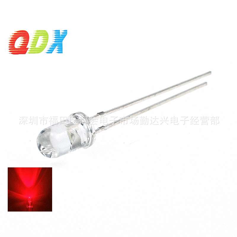 f5灯珠5mm超高亮红光白发红爆闪警示灯直插led灯珠发光二极管