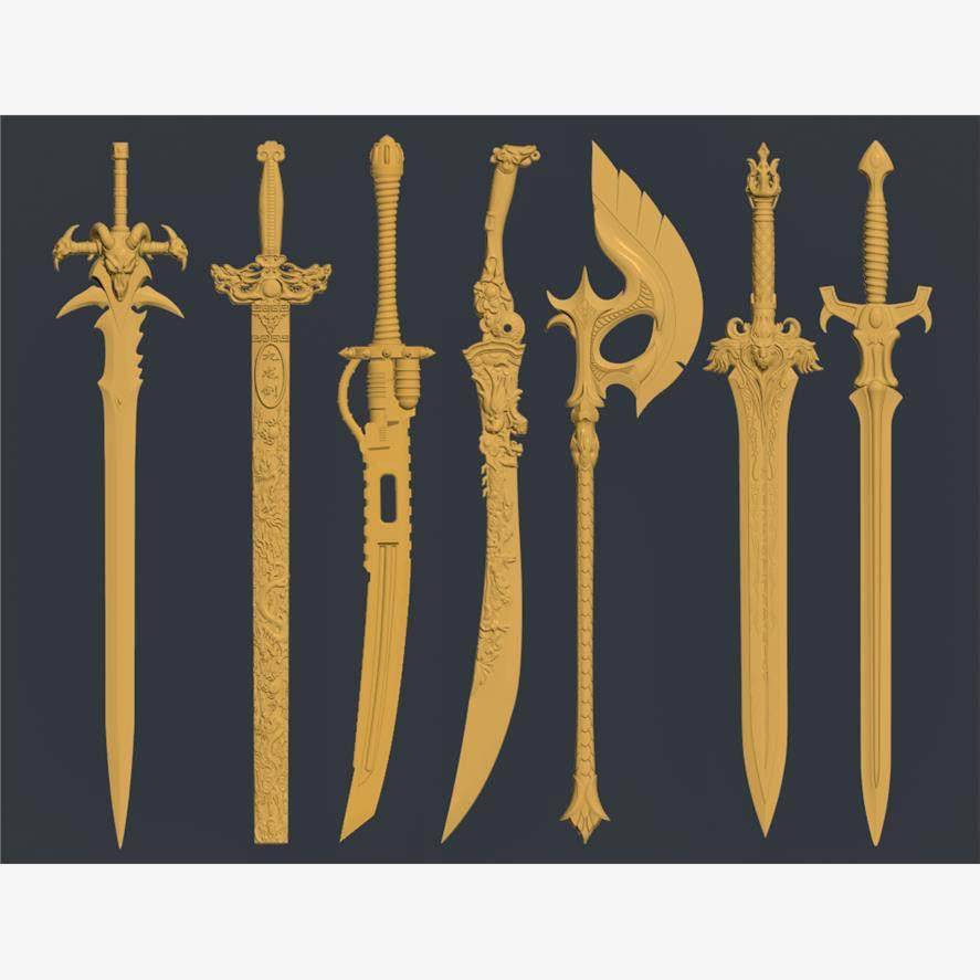 刀剑屠龙刀桃木剑雕塑圆雕图雕刻机STL文件3D打印模型图纸合集,商务/设计服务,设计素材/源文件,淘宝优惠券,粉丝福利购,淘宝优惠卷