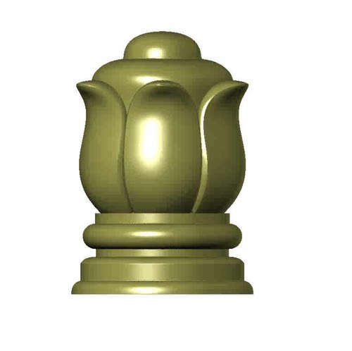 莲花柱头圆雕图3D打印模型STL数据文件柱头三维立体石雕木雕图