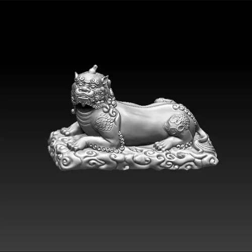 3D打印模型谛听STL圆雕图地藏坐骑瑞兽摆件雕刻素材