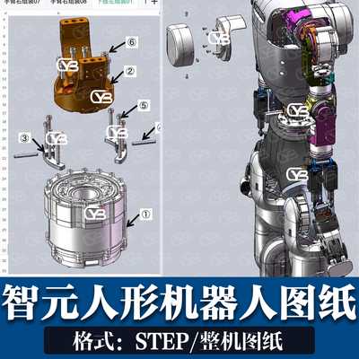 智元人形机器人全套资料含整机3D2D图纸bom清单sop组装step可编辑